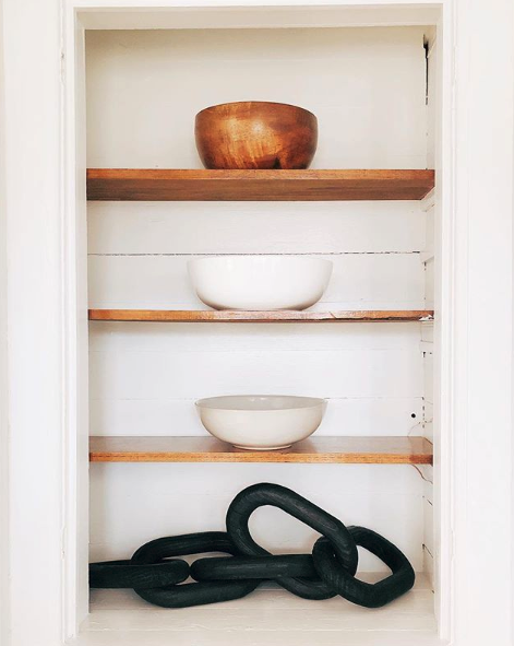 simple pottery shelves