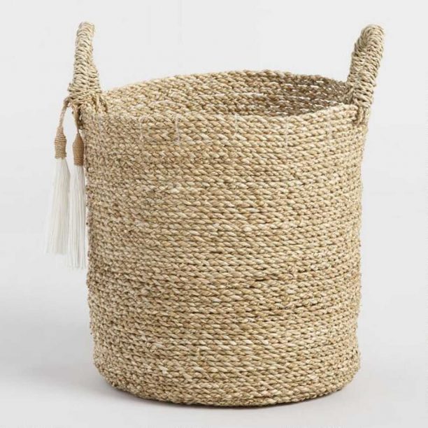 Small Seagrass Delilah Tote Basket with Tassels from World Market
