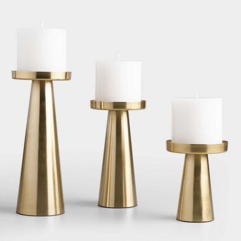 Brushed Gold Metal Contemporary Pillar Candleholder, Large from World Market