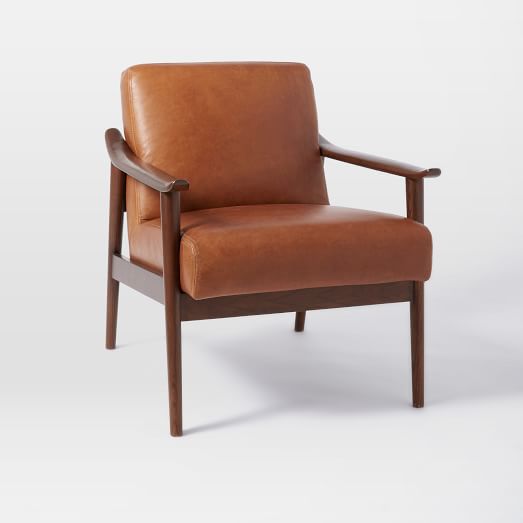 Mid-Century Show Wood Leather Chair from West Elm