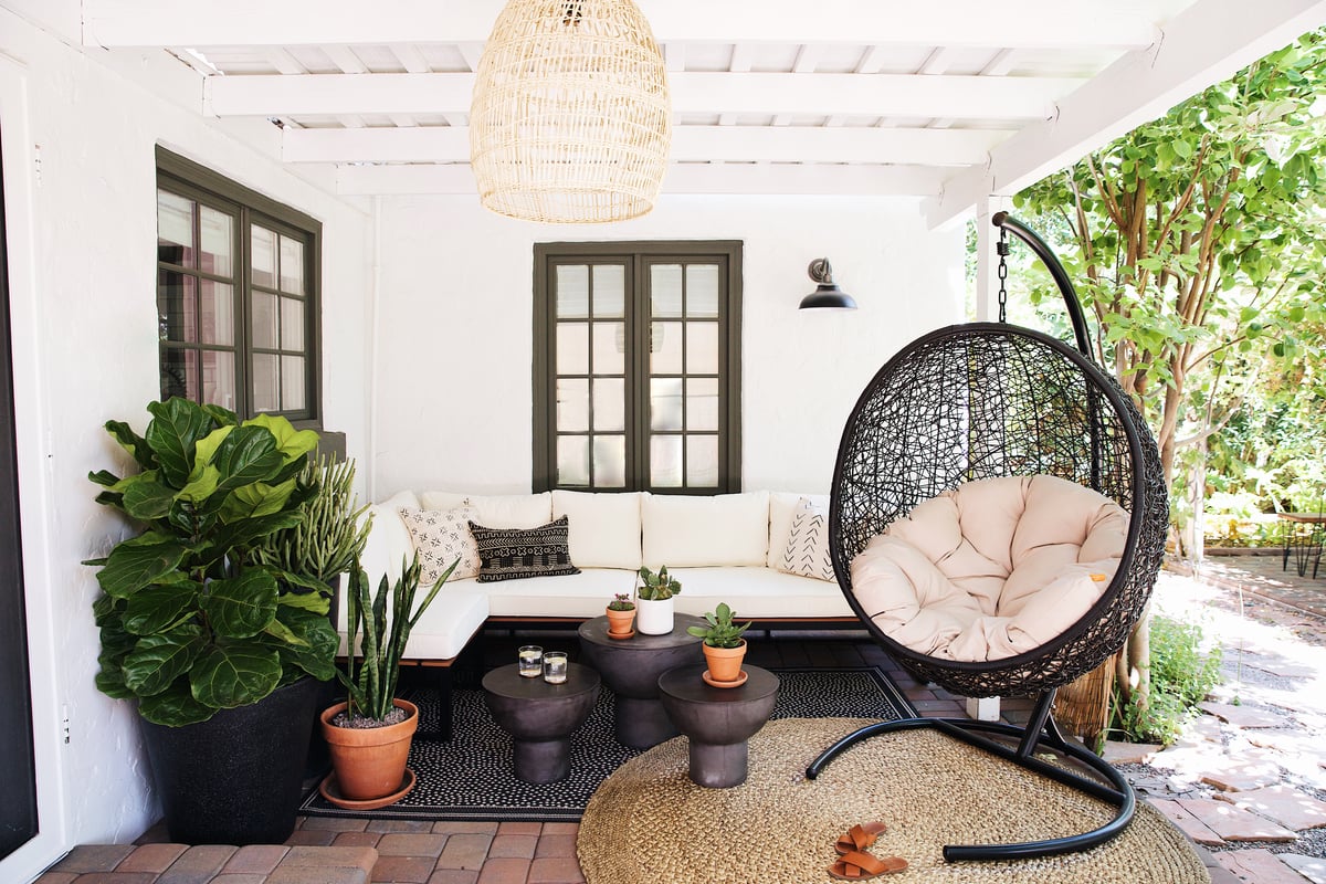 outdoor plants and planters for bohemian patio