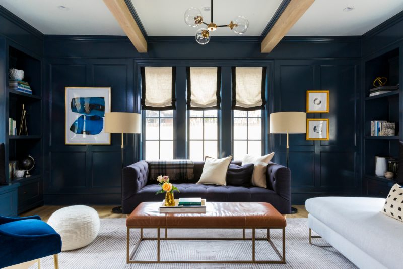 Navy blue living room