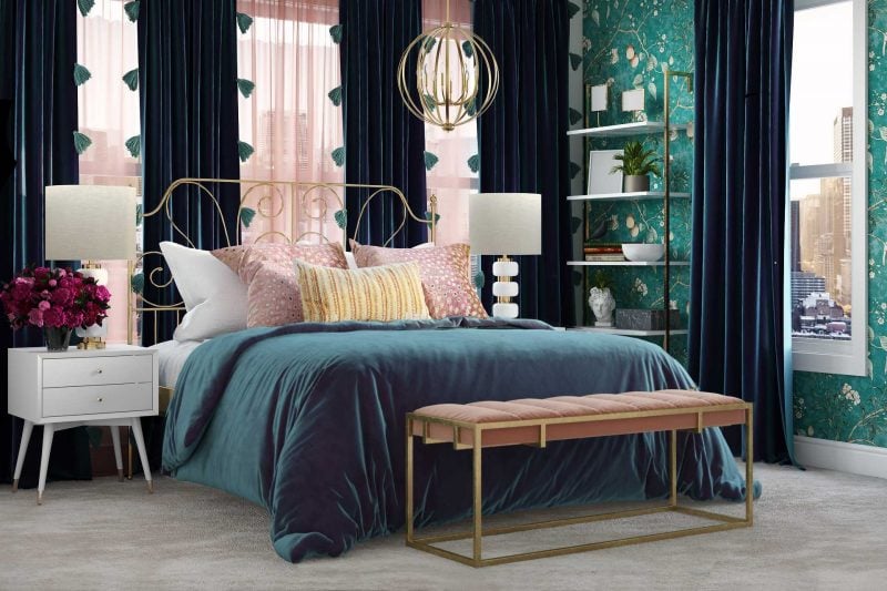 colorful maximalist bedroom