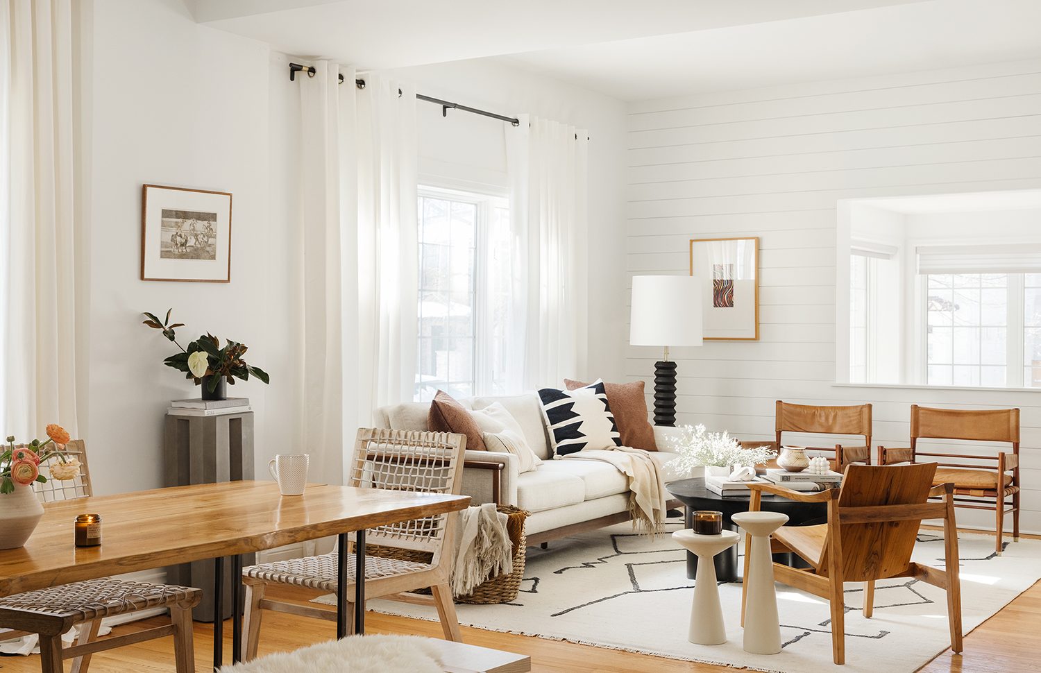 Warm minimalist living room | how to brighten a dark room