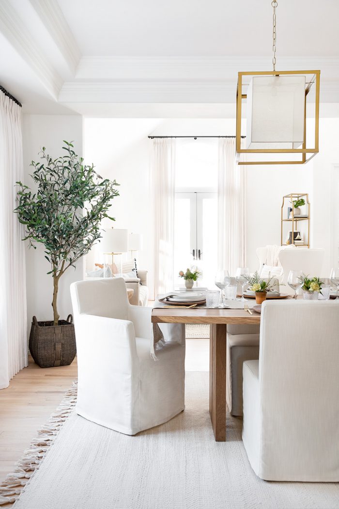 White dining room | how to brighten a dark room