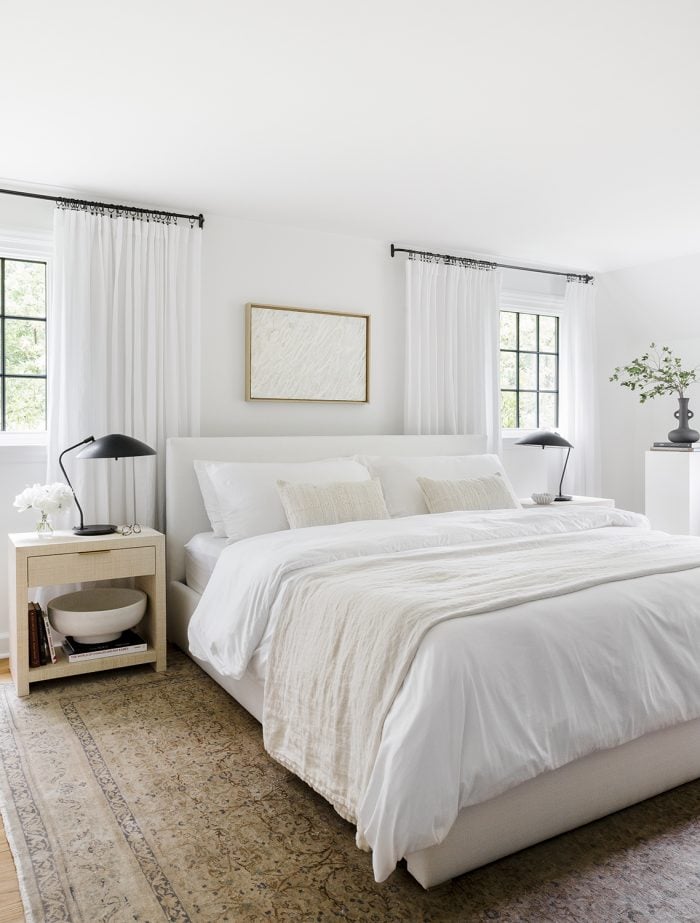 Warm minimalist bedroom | how to brighten a dark room