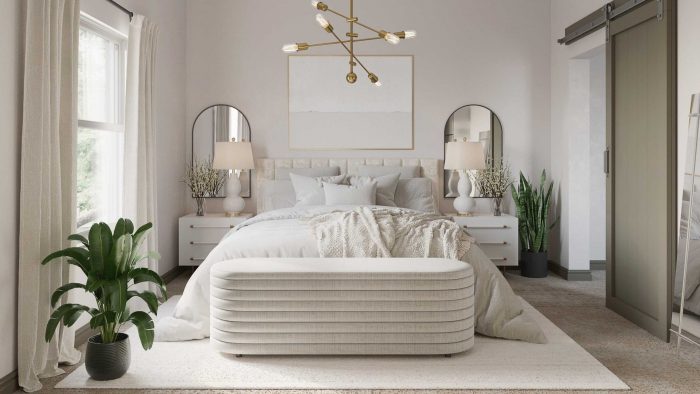 tufted bed with tufted end of bed bench