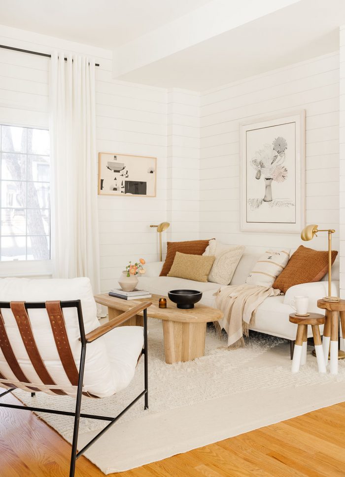 All-white living room design