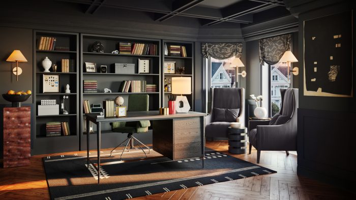 modern office with black paint