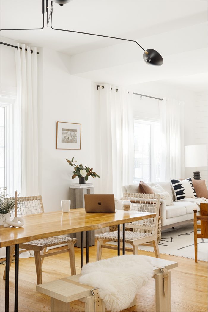 Warm minimalist dining room