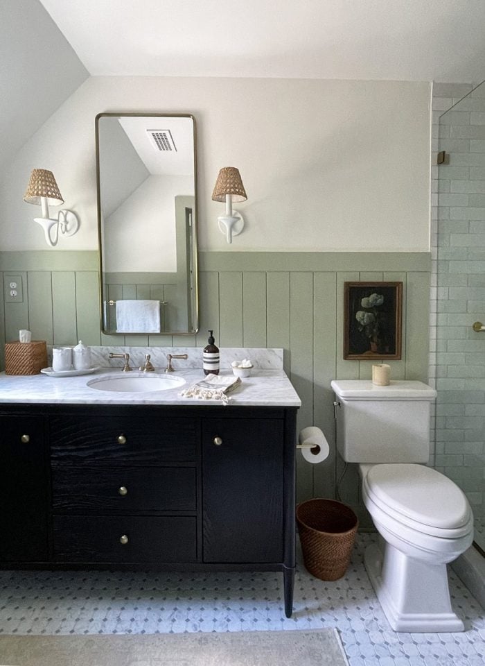 classic bathroom with green paint