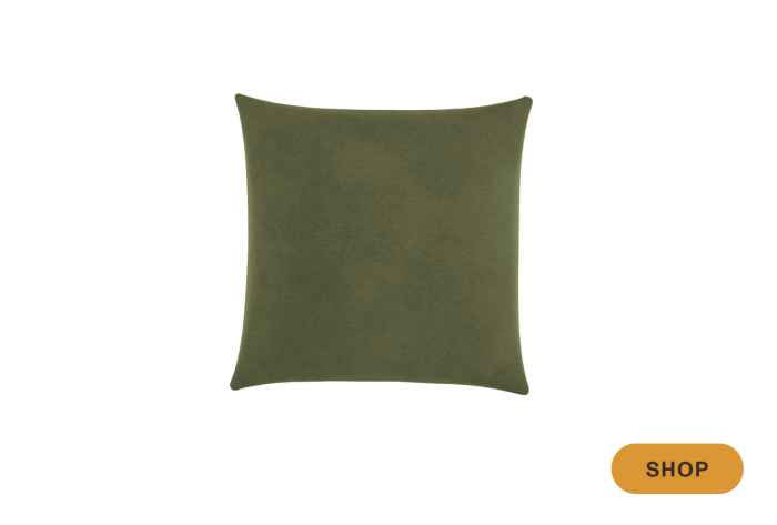 Green velvet throw pillow