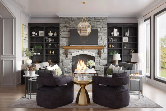 Black wall living room