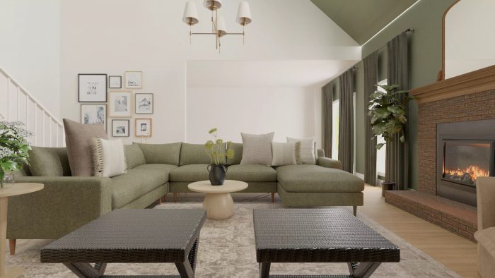 Sage green living room