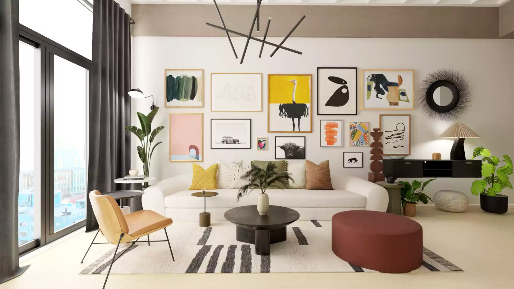 mid century modern living room